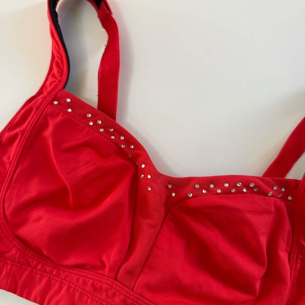 Lululemon Red & Silver Rhinestone Sports Bra Women’s Size 34C - Picture 3 of 4